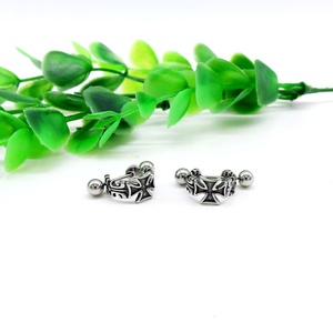 Pendientes de Barra Industriales con Cruz Gótica de Acero Inoxidable para Hombre, Diseño de Cadena Plateada Vintage Punk, Joyería Unisex para Motociclistas - Product Image 4
