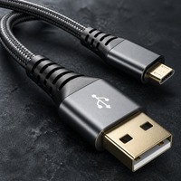 Kabel Micro USB USB-A/Micro USB 2A Pengisian Cepat Transfer Data 2 Meter Desain Trapesium Sudut Kanan Ponsel V8