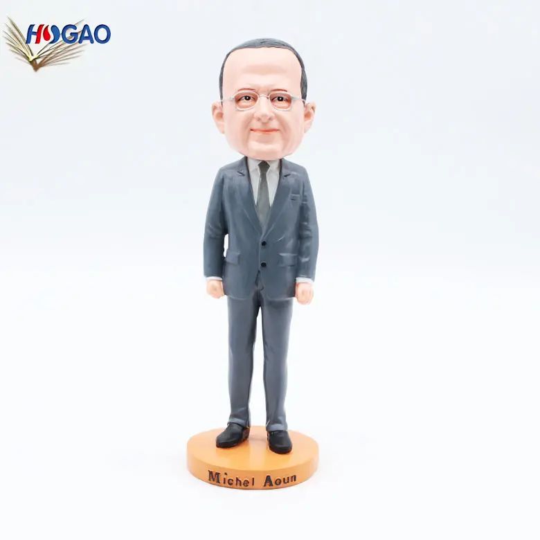 Creativo famoso personaggio Walid Joumblatt Samir Geagea figurine in resina Bobblehead