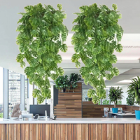 Feuilles artificielles de Monstera vertes éternelles, plantes suspendues pour la maison, le jardin, le bureau, l'hôtel, la décoration murale de mariage, guirlande de lierre suspendue