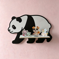 Juego de 2 Estantes Flotantes de Madera con Diseño de Panda, Decoración para Colgar en la Pared, Fácil Instalación para Habitación Infantil