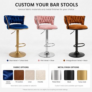 <span class=keywords><strong>Tabouret</strong></span> de comptoir moderne en velours <span class=keywords><strong>blanc</strong></span> DM avec dossier capitonné élégant, structure en métal doré et base pivotante réglable en hauteur pour îlot de cuisine - Product Image 4