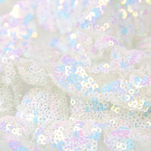 Luxury Christmas Dress Fabric <strong>Elastic</strong> <strong>Mesh</strong> Colorful Sparkling Sequin Embroidery Fabric for Party Dresses - Product Image 1
