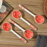 Cuillère à soupe en céramique fraise créative, style Japandi, pour la maison, le restaurant, les mariages, les fêtes, vaisselle, cuillère à dessert en porcelaine mignonne