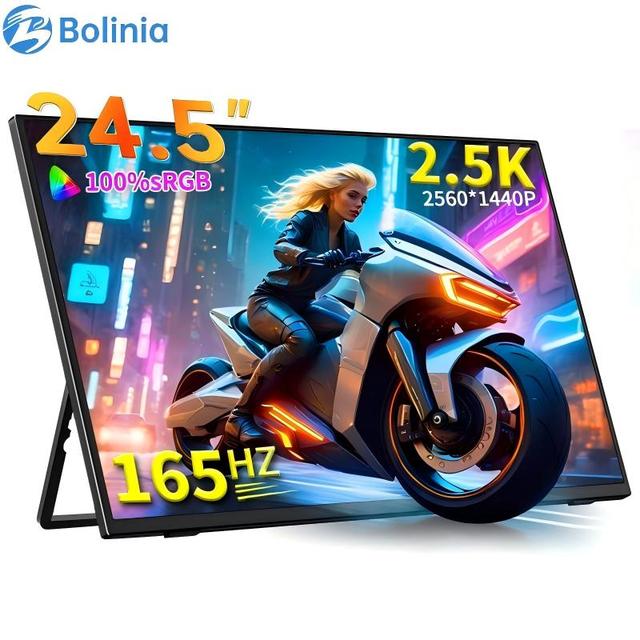 2K 24.5 Inch IPS Portable LED LCD Display Gaming Monitor Type-C 165Hz 100% SRGB 4ms Response Time Ultra Narrow Frame Built-in