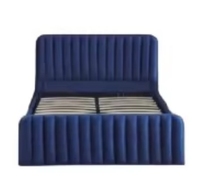 Vente en gros de lits superposés nordiques modernes en tissu King Queen, meubles de maison, cadre en bois, lits rembourrés