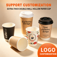 Gobelets à café en papier biodégradable épaissi avec couvercles, à double paroi, écologiques, imprimés sur mesure pour les cafés et les salons de thé