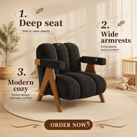 Fauteuil en velours noir et vert de style vintage, pieds en bois massif, imperméable, pour salon, balcon, meubles de maison