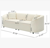 Sofá en forma de guisante de diseño moderno al por mayor con bandeja Muebles de salón de lana de cordero Hoteles Diseño de nube de asiento profundo Tamaños de colores personalizados