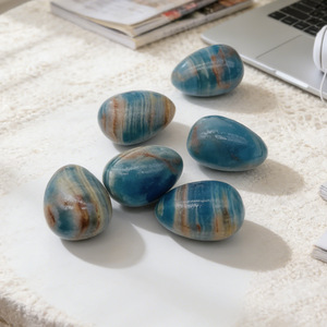 Wholesale Polished Bohemian Style Blue Onyx Eggs Natural <b>Healing</b> Crystal Stone for Home Decor And Gifts - Product Image 3