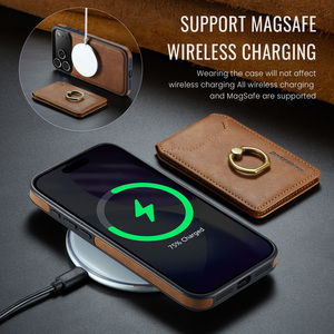 Étui de téléphone en <span class=keywords><strong>cuir</strong></span> antichoc avec support magnétique, porte-cartes et anneau métallique pour <span class=keywords><strong>iPhone</strong></span> 17 16 15 <span class=keywords><strong>14</strong></span> 13 Pro Max - Product Image 2