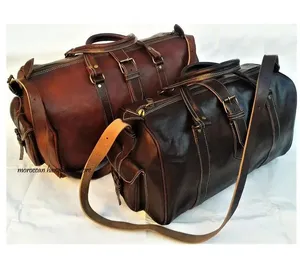Customized Men Travel Bag Soft Genuine Leather Big Travel Overnight Large Capacity Black Carry On Luggage Weekend Duffel Bag
