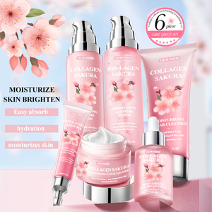 Etiqueta privada Hidratante Reducir las líneas finas Ilumina el tono de la piel Cuidado Tonificador Crema para los ojos Limpiador Sakura Facial Set Cuidado DE LA PIEL - Product Image 5