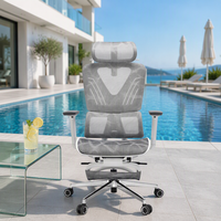 Chaise de bureau ergonomique en maille, dossier haut, pivotante, appui-tête réglable 3D, accoudoirs réglables 3D, support lombaire, base chromée
