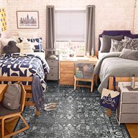 Tapis doux vintage bohème à profil bas 5x7 noir, lavable, antidérapant, pour sous la table, chambre, salle à manger, chambre d'enfant, salle de jeux, décoration intérieure