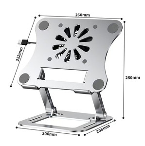 Support pliable réglable en alliage d'aluminium pour ordinateur portable avec <span class=keywords><strong>ventilateur</strong></span> de refroidissement pour tablette <span class=keywords><strong>PC</strong></span> de 10 à <span class=keywords><strong>17</strong></span> <span class=keywords><strong>pouces</strong></span> - Product Image 4