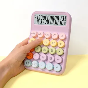 New Design 12 Digits Sugar Cube Button Electronic Calculator White For Student Calculator With Fashion Mechanical