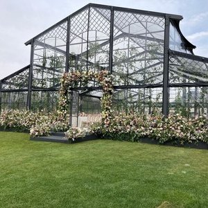 شرفة زفاف رومانسية من الحديد المطاوع مع سقف كريستالي ، مثالية لحفلات واستقبال الحديقة - Product Image 5
