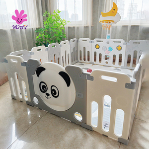 Parc pliable pour bébé Panda 16 + 3 avec support + balançoire + toboggan + trampoline cheval à <span class=keywords><strong>bascule</strong></span> + rangement et bibliothèque + table pliable + chaise de voiture - Product Image 1