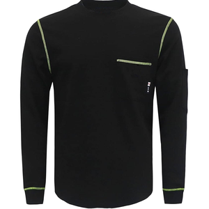 <b>Flame</b> Retardant Workwear Men's Pullover T-<b>Shirt</b> Cotton/Bamboo Fiber Solid Casual Quick Dry Breathable Plain Dyed Custom Logo - Product Image 1