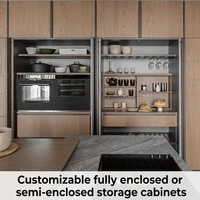 Meubles de cuisine sur mesure de style rustique moderne européen, en bois blanc, avec îlot central, pour appartement