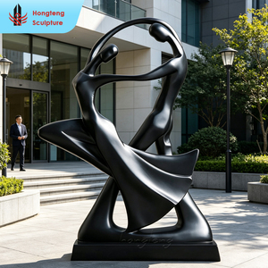 Scultura Astratta Moderna Decorativa in Stile <span class=keywords><strong>Alberto</strong></span> Giacometti, Coppia Danzante Sottile e Sottile, Grande Formato Personalizzato in Fusione di Bronzo - Product Image 3