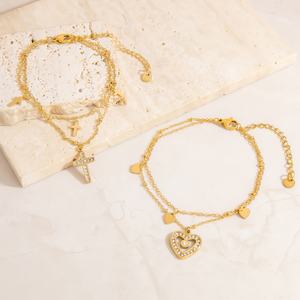 Handmade DIY Stainless Steel Bracelet with Single Pendant High-End 18K Gold Jewelry Trendy <b>Charm</b> Bracelets - Product Image 3