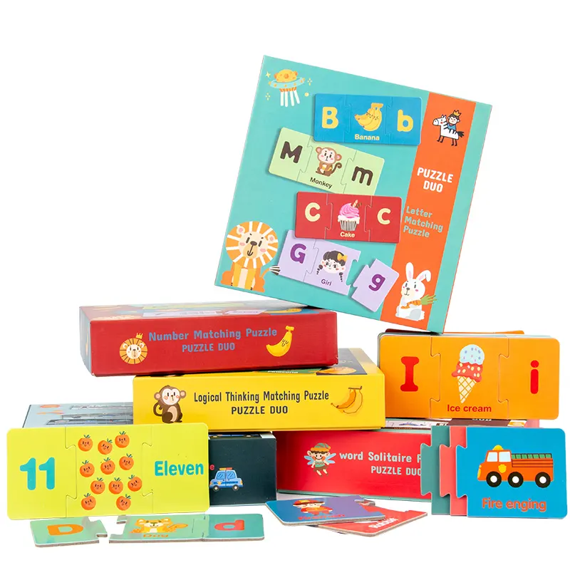 2024 New hot wooden early childhood education matching puzzle letter logic number fun learning cognitive puzzle toy set