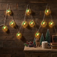 Guirlande lumineuse LED Père Noël, 10 lumières LED à piles avec motifs festifs pour la décoration de fenêtre de Noël