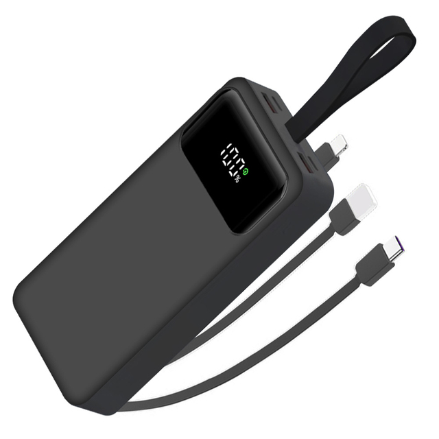 Custom Power Bank 30000mAh Fast Charging Battery Bank Built in Cable Power Bank Wholesale OEM Support CE FCC RoHS for Business
