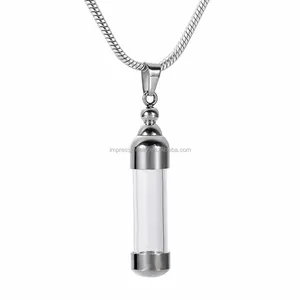 IJD9887 transparent vial glass bottle pendant urn memorial cremation jewelry jewelry bottle pendant to hold lovers ashes