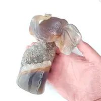 Factory Customize Wholesale Agate Geode Elephant Head Carvings Crystal Elephant for Decoration