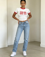Camiseta Corta Personalizada Estilo Y2K 'GOOD GIRL GONE BAD' |   Cuello redondo, mangas regulares, corte ajustado, estampado liso, poliéster serigrafiado