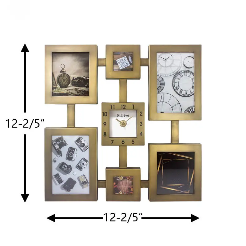 Groothandel Thuis Decoratieve Klok 12 Inch Galerij Decor Afbeeldingen Frames Vintage Familie Geschenken Muur Klok Diy Fotolijst Klok