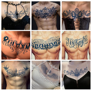 Tatuajes Temporales Semipermanentes con Tinta de Jugo, Adhesivos de Transferencia por Agua, Duración de 2 Semanas, Arte Corporal para Decoración de Pecho y Senos - Product Image 6