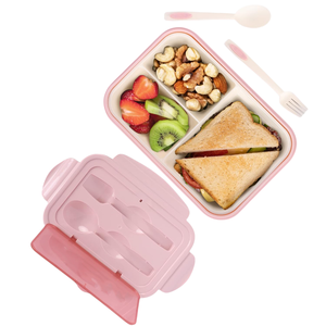Portable BPA Free Wheat Straw Lunch Box with <b>Plastic</b> Lid Microwave Safe Dual Tier Eco-Friendly Students Canteen <b>Food</b> <b>Container</b> - Product Image 3