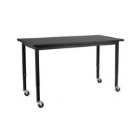 Table d'appoint en acier et bois pour laboratoire / Banc d'appoint / Banc mural