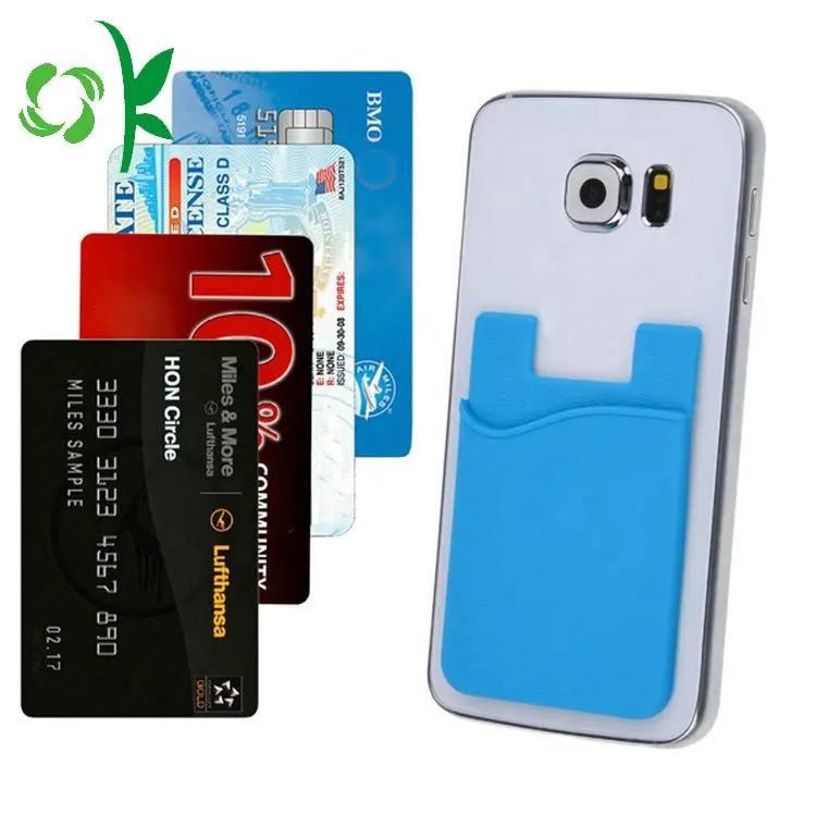 OKSILICONE High Quality Eco-friendly Silicone Card Holder Credit Debit ID Money Case Pouch Sleeve Sticker Holder For Cellphone