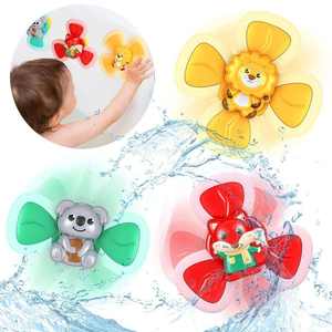 Mainan mandi anak-anak, 3 In <span class=keywords><strong>1</strong></span> bentuk hewan kartun cangkir hisap rotasi Fidget berputar kamar mandi mainan mandi anak-anak penghilang stres bayi - Product Image 5