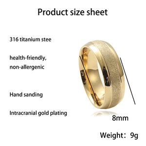 Frosted Gold Titanium Steel <b>Ring</b> Women's Fashion Jewelry Gift 23034 - Product Image 5