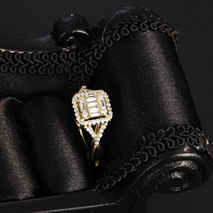 แหวนหมั้นผู้หญิงชุบทอง14k ประดับเพทายสไตล์คลาสสิกแหวนแบบสั่งทำดีไซน์ใหม่ - Product Image 2