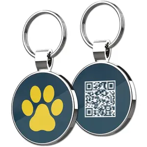 QR Code Pet ID tag etichette per cani diretta in fabbrica personalizzato incisione Laser in bianco in alluminio metallo Pin argento HD Opp Angel Bag