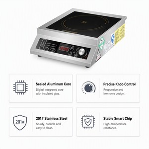 Commercial Countertop Induction Cooker 5kW 3.5kW with 300mm Glass Top for Restaurants Food Stalls and Catering Dealers - Product Image 3