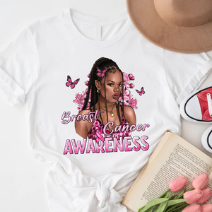 Autocollant d'applique d'impression par transfert de chaleur de sensibilisation au cancer du sein pour fille afro personnalisé prêt à presser pour vêtement sweats à capuche sacs t-shirt - Product Image 4
