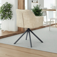 Fauteuil de salle à manger moderne en cuir PU avec dossier et pieds en acier noir - Design de style hôtelier pour la maison et l'utilisation multi-espaces