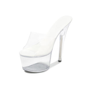 Vente en gros directe d'usine, talons hauts de grande taille, <span class=keywords><strong>pantoufles</strong></span> transparentes pour femmes, mode, talons hauts simples - Product Image 1