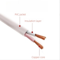 Weiß ummanteltes Heim kabel und Kabel aus reinem Kupfer kern 2-adrig 1/1,5/2,5/4/6 quadratische Beleuchtung Klimaanlage Strom RVVB-Kabel