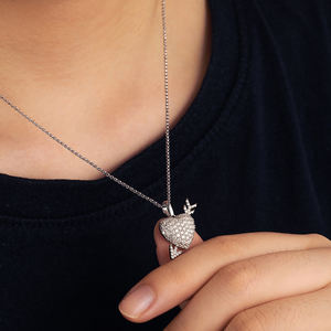 Collar con Colgante de Flecha de Cupido con Diamantes de Imitación, Color D VVS, Joyería de Diamantes de Moissanita, Chapado en Oro, Plata de Ley 925 - Product Image 5