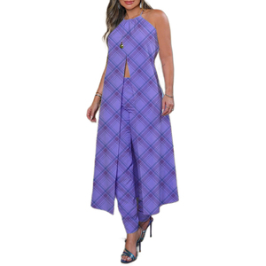 Ensemble haut ample sans manches uni dos nu et pantalon taille haute pour femme – Tendance - Product Image 6