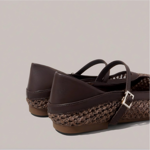 Sandali Mary Jane da Donna in Rafia con Punta Quadrata e Tacco Basso, Cinturino in Pelle e Fibbia, Scarpe Casual da Ufficio per Vendita all'Ingrosso - Product Image 5